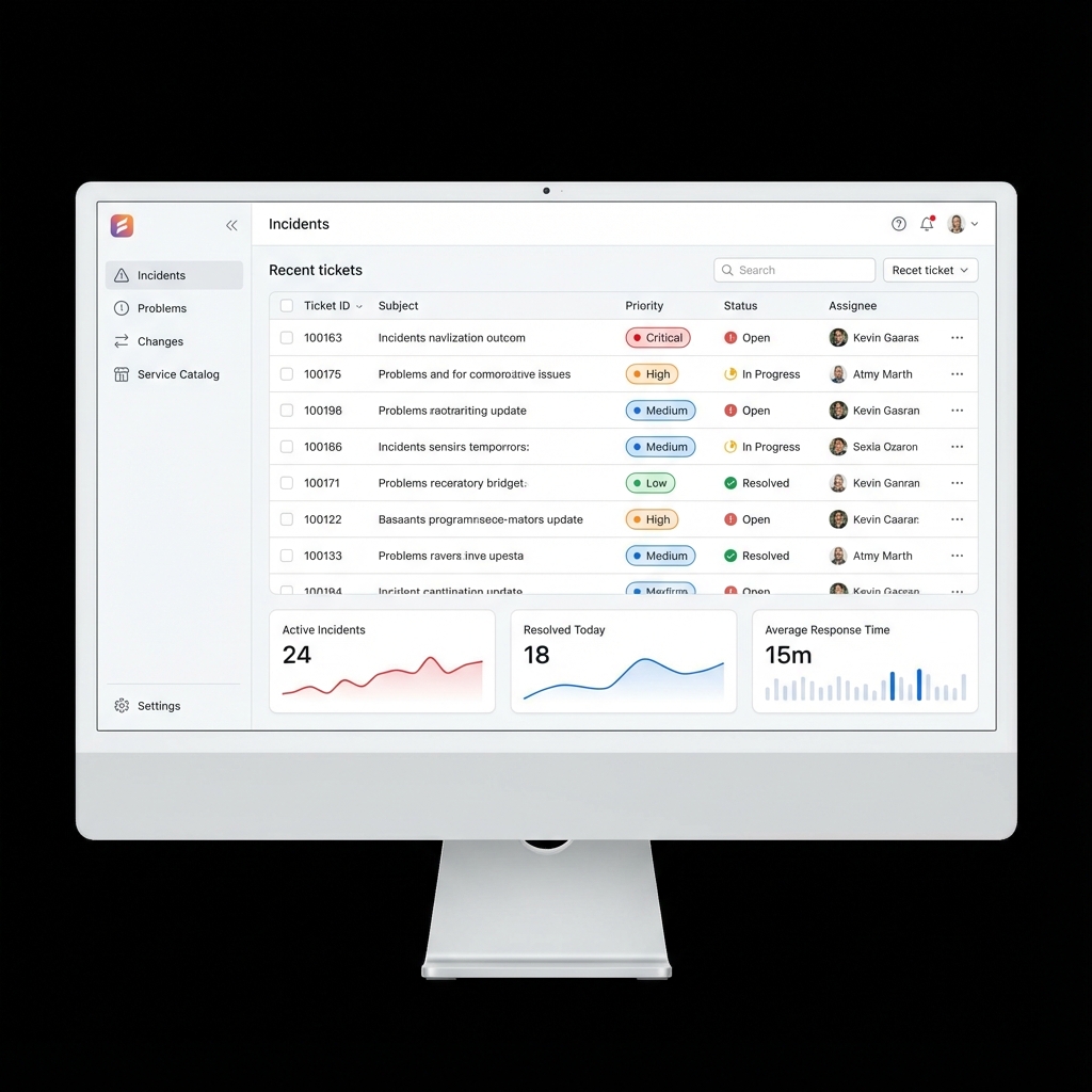 ITSM Dashboard showing incident management